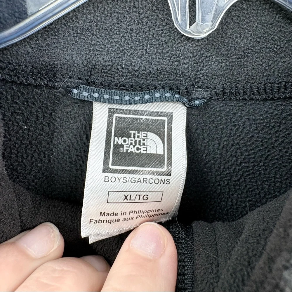 The North Face Pullover Boys XL TKA 100 Glacier Quarterzip Black Fleece Logo